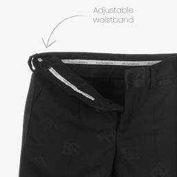 Dolce & Gabbana-Boys Black Wool DG Jacquard Trousers | Childrensalon Outlet