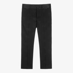 Dolce & Gabbana-Boys Black Wool DG Jacquard Trousers | Childrensalon Outlet