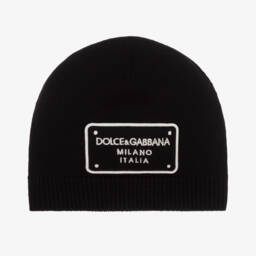 Dolce & Gabbana-Boys Black Wool Knit Hat | Childrensalon Outlet