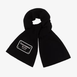 Dolce & Gabbana-Boys Black Wool Knit Scarf | Childrensalon Outlet