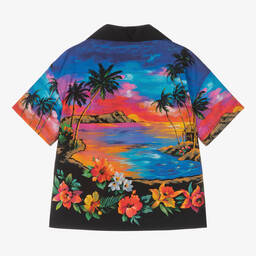 Dolce & Gabbana-قميص قطن لون أزرق وأسود للأولاد | Childrensalon Outlet