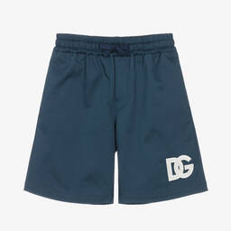 Dolce & Gabbana-Boys Blue Cotton Crossover DG Shorts | Childrensalon Outlet