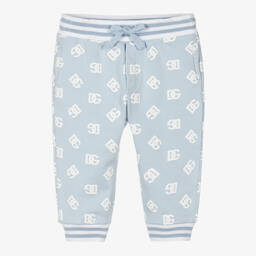 Dolce & Gabbana-Голубые хлопковые джоггеры с принтом DG | Childrensalon Outlet