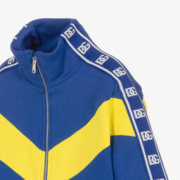 Dolce & Gabbana-Boys Blue Cotton Logo Zip-Up Top | Childrensalon Outlet
