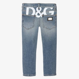 Dolce & Gabbana-Boys Blue Denim Graphic Jeans | Childrensalon Outlet