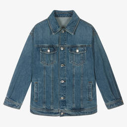 Dolce & Gabbana-جاكيت قطن دنيم لون أزرق للأولاد | Childrensalon Outlet