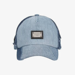 Dolce & Gabbana-Boys Blue Denim Patchwork Cap | Childrensalon Outlet