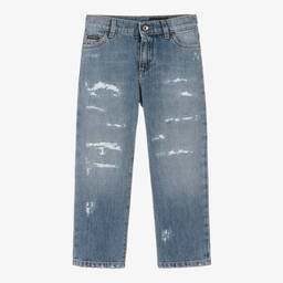 Dolce & Gabbana-Синие джинсы с эффектом потертости | Childrensalon Outlet