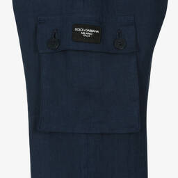 Dolce & Gabbana-Boys Blue Linen Cargo Trousers | Childrensalon Outlet