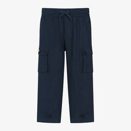 Dolce & Gabbana-Boys Blue Linen Cargo Trousers | Childrensalon Outlet