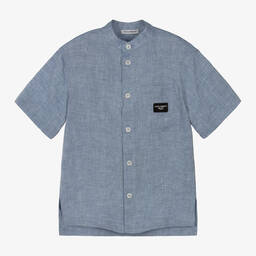 Dolce & Gabbana-Boys Blue Linen Shirt | Childrensalon Outlet