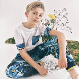 Dolce & Gabbana-Boys Blue Marble Logo Joggers | Childrensalon Outlet