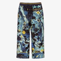 Dolce & Gabbana-Boys Blue Marble Silk Trousers | Childrensalon Outlet