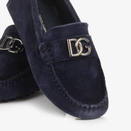 Dolce & Gabbana-Boys Blue Suede Moccasins | Childrensalon Outlet