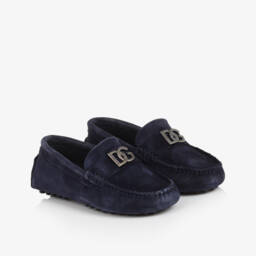 Dolce & Gabbana-Boys Blue Suede Moccasins | Childrensalon Outlet