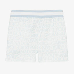  دولتشي آند غابانا-شورت أطفال ولادي قطن بيكيه لون أبيض وأزرق | Childrensalon Outlet