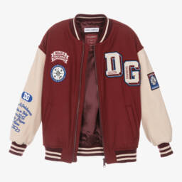 Dolce & Gabbana-Boys Burgundy & Ivory Bomber Jacket | Childrensalon Outlet