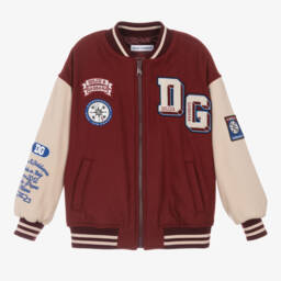 Dolce & Gabbana-Boys Burgundy & Ivory Bomber Jacket | Childrensalon Outlet