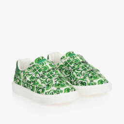 Dolce & Gabbana-Boys Canvas Majolica Pattern Trainers | Childrensalon Outlet