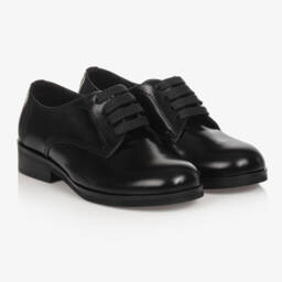 Dolce & Gabbana-Boys Classic Black Leather Laced Footwear | Childrensalon Outlet