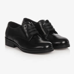 Dolce & Gabbana-Boys Classic Black Leather Laced Footwear | Childrensalon Outlet