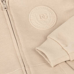 Dolce & Gabbana-Boys Cotton Beige Zip Hoodie | Childrensalon Outlet