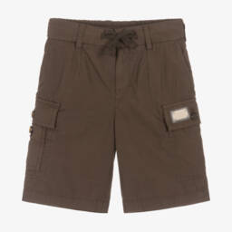 Dolce & Gabbana-Boys Deep Brown Cargo Shorts | Childrensalon Outlet