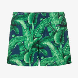 Dolce & Gabbana-Boys Green Banana Leaf Swim Shorts | Childrensalon Outlet