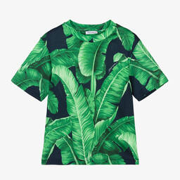 Dolce & Gabbana-Boys Green Cotton Banana Leaf T-Shirt | Childrensalon Outlet
