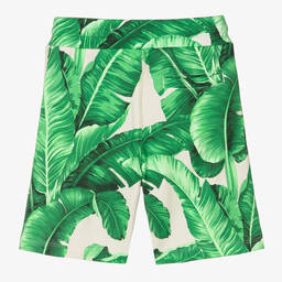 Dolce & Gabbana-Boys Green Cotton Leaf Shorts | Childrensalon Outlet