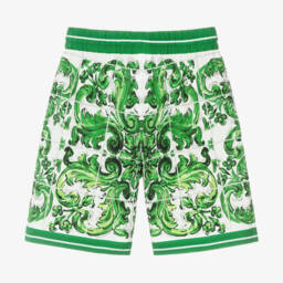 Dolce & Gabbana-Boys Green Cotton Print Bermudas | Childrensalon Outlet