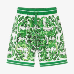 Dolce & Gabbana-Boys Green Cotton Print Bermudas | Childrensalon Outlet