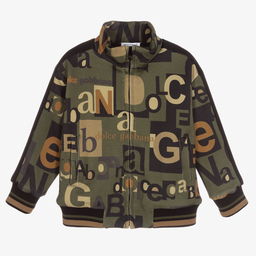Dolce & Gabbana-Boys Green Logo Zip-Up Top | Childrensalon Outlet