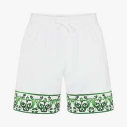 Dolce & Gabbana-Boys Green Trim White Shorts | Childrensalon Outlet