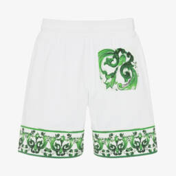 Dolce & Gabbana-Boys Green Trim White Shorts | Childrensalon Outlet