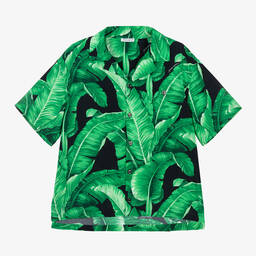 Dolce & Gabbana-Boys Green Viscose Banana Leaf Shirt | Childrensalon Outlet