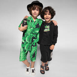 Dolce & Gabbana-Boys Green Viscose Banana Leaf Shorts | Childrensalon Outlet