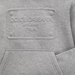 Dolce & Gabbana-توب هودي قطن جيرسي رمادي مارل للأولاد | Childrensalon Outlet