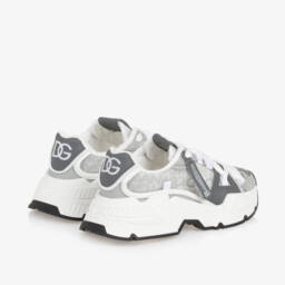 Dolce & Gabbana-Boys Grey Leather Mesh Trainers | Childrensalon Outlet