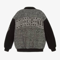 Dolce & Gabbana-Boys Grey Wool Bomber Jacket | Childrensalon Outlet