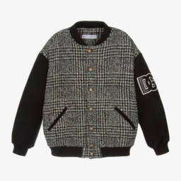Dolce & Gabbana-Boys Grey Wool Bomber Jacket | Childrensalon Outlet