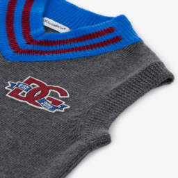 Dolce & Gabbana-بلوفر بدون أكمام صوف محبوك لون رمادي للأولاد | Childrensalon Outlet