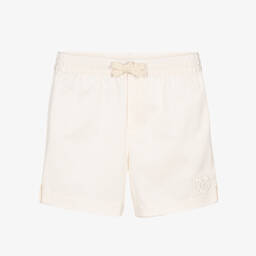 Dolce & Gabbana-Boys Ivory Cotton Crossover DG Shorts | Childrensalon Outlet
