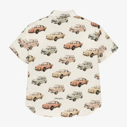 Dolce & Gabbana-قميص بطبعة كلاسيك كار قطن لون عاجي للأولاد | Childrensalon Outlet