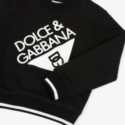 Dolce & Gabbana-Вязаный черный пуловер с логотипом для мальчиков | Childrensalon Outlet