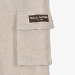 Dolce & Gabbana-Boys Linen Beige Cargo Pants | Childrensalon Outlet