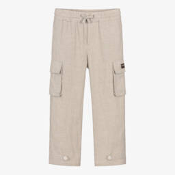 Dolce & Gabbana-Boys Linen Beige Cargo Pants | Childrensalon Outlet