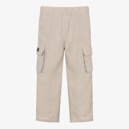 Dolce & Gabbana-Boys Linen Beige Cargo Pants | Childrensalon Outlet