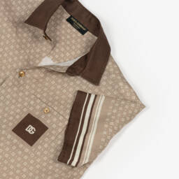 Dolce & Gabbana-Кремовая льняная рубашка с узором для мальчиков | Childrensalon Outlet