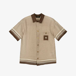 Dolce & Gabbana-Кремовая льняная рубашка с узором для мальчиков | Childrensalon Outlet